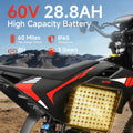 Electric Dirt Bike 4500W Peak&Up to 60 Miles 50MPH 60V 28.8Ah Battery E-Bike 14/12" Fat Tire Electric Motorcycle
