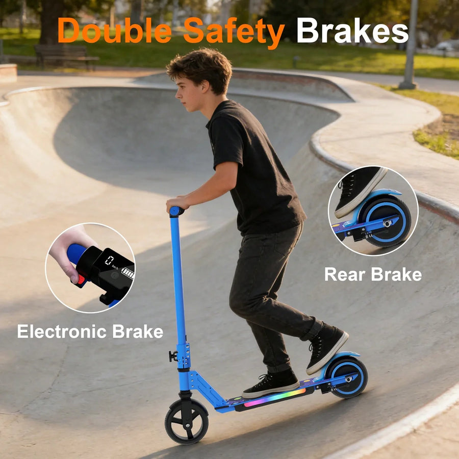 SIMATE S5 Fashion Trend Portable Kick Scooter for Kids Teens Foldable Scooter With Adjustable Handlebars Height LED Holiday Gift
