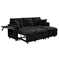 81.8" L-Shaped Sleeper Sofa with Pull Out Bed, Convertible Sectional Couch with Storage Chaise, USB/Type-C Charging and Cup Holders, Plush Chenille Modular Sofa for Living Room, Blue