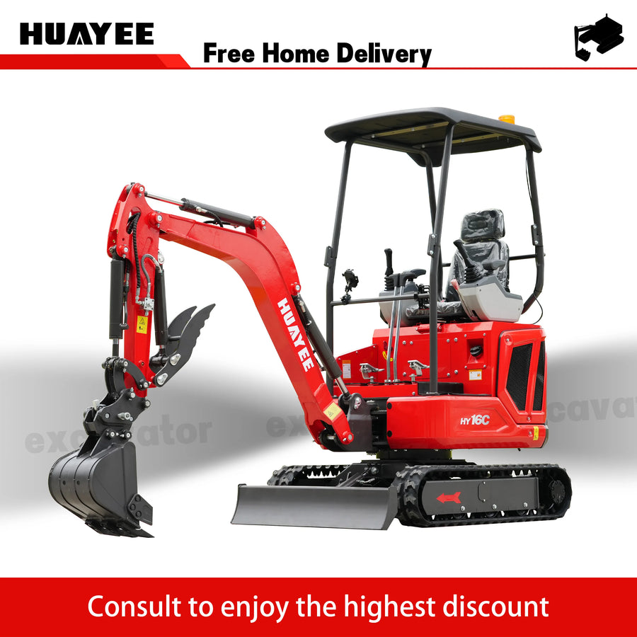 High-quality compact mini excavators (1 to 2 tons) suitable for gardening and farm projects.