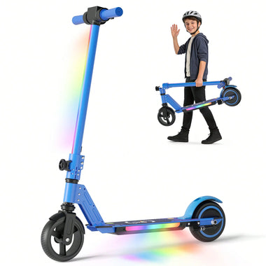 SIMATE S5 Fashion Trend Portable Kick Scooter for Kids Teens Foldable Scooter With Adjustable Handlebars Height LED Holiday Gift