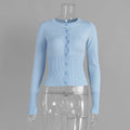 Y2K Knitted Cardigan Women European American Autumn Winter Slim Fit Long Sleeved Base Sweater