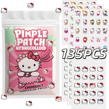 45/135PCS Sanrio Hello Kitty Cartoon Pimples Defect Patch - Invisible Hydrocolloid Acne Patch, Facial Decoration Patch,