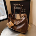 Trendy Slouchy Shoulder Bag for Women PU Leather Large Capacity Underarm Bag Retro Ladies Tote Bag