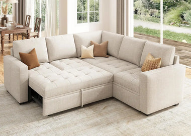Modular Sectional Sleeper Sofa with Pull Out Bed L Shaped Couch with Storage Seat Sectional Couches for Living, Customized