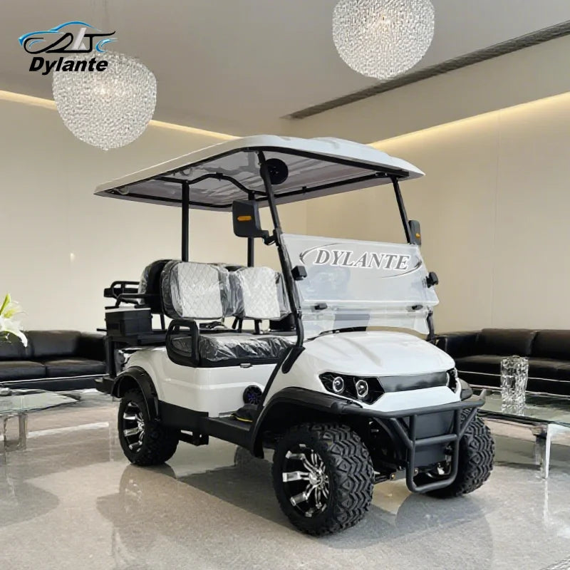 China New 2+2 Seat Electric Car Low Speed Electric Off-Road Vehicle Folding Seat Golf Cart Equipped With 48V 60V 72V Battery
