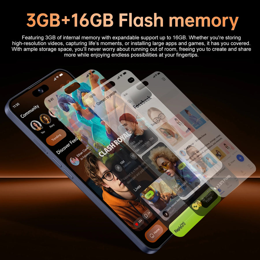 IVMI Global Vision 17 Pro Max Smartphone Android 3GB RAM 16GB ROM 6.7 Inch Dual SIM 4G Network 5+13MP Mobile Phones