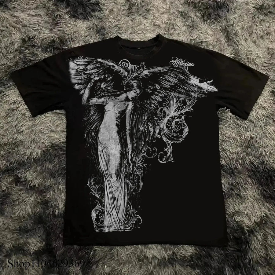 2025 Summer New Men's T-shirt Breathable sweat-absorbing casual roller skating Jesus print Hip-hop Men's T-shirt