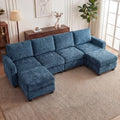 Redlife Modular Sectional Sofa Set with 2 Ottomans, U Shaped Convertible Couch with Storage, 4 Seat Convertible Sectional Couches for Large Living Room, Cloud-Like Comfort
