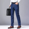 2025 men's fashion business jeans classic style casual elastic slim fit jeans men's denim pants black blue