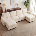 Redlife Modular Sectional Sofa Set with 2 Ottomans, U Shaped Convertible Couch with Storage, 4 Seat Convertible Sectional Couches for Large Living Room, Cloud-Like Comfort