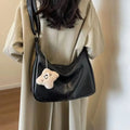Trendy Slouchy Shoulder Bag for Women PU Leather Large Capacity Underarm Bag Retro Ladies Tote Bag