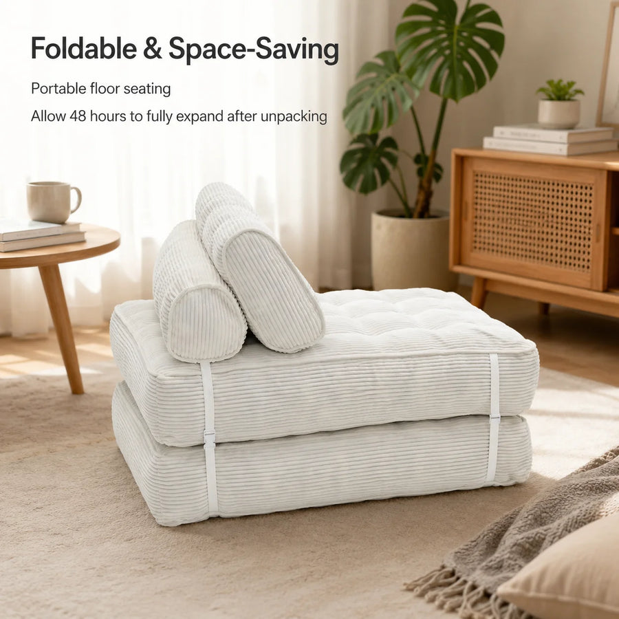 Folding Sofa Bed Convertible Sleeper Chair 1 Seat Floor Sofa Lounge with Back Support Pillow for Living Room Bedroom Guest Room