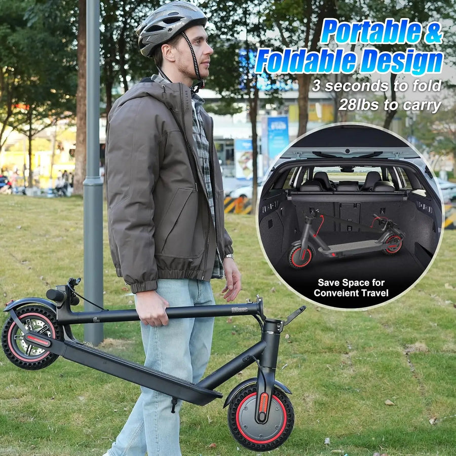 OBX 500W Motor Folding Electric Scooter For Adults 36V 5.2AH Battery Rang 8.5'' Solid Tire 18MPH 15Miles Long Range APP Control