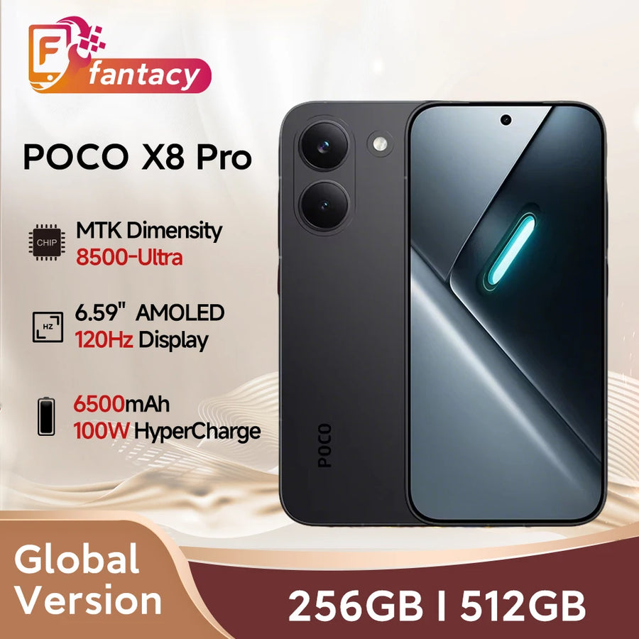 Global Version POCO X8 Pro Smartphone MTK Dimensity 8500-Ultra 6500mAh Battery 6.59" 1.5K 120Hz AMOLED Display 50MP Camera