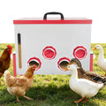Automatic Chicken Feeder 130LBS Large Capacity 12 Anti-Waste Ports Metal Poultry Feeder with Height Adjustable Stand Waterproof Rodent Proof Feed Box with Lid Viewing Window for Hens Ducks Geese