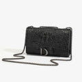 Fashion Ladies Croc Pattern Sequined Chain Crossbody Bag D‑Buckle Shoulder Messenger Handbag Women Evening Party Purse