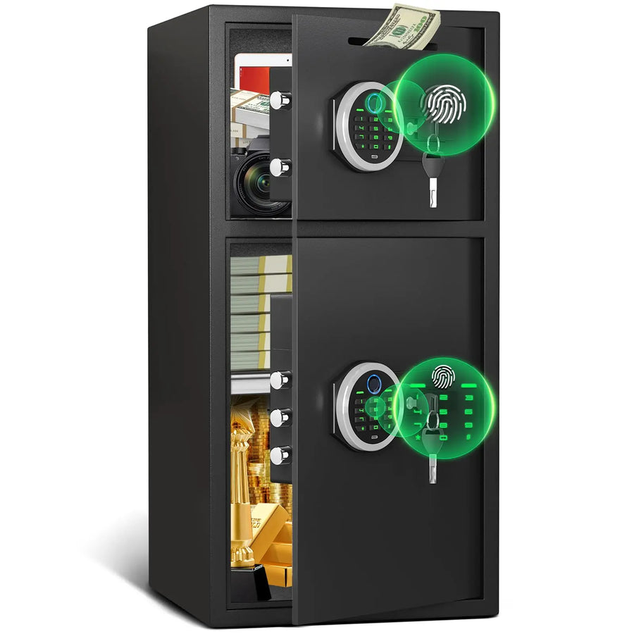 [2026 NEW] 6.5 Cub Large Home Safe Fireproof Waterproof, Fingerprint Drop Safe for Business with Metal Deposit Storage Box