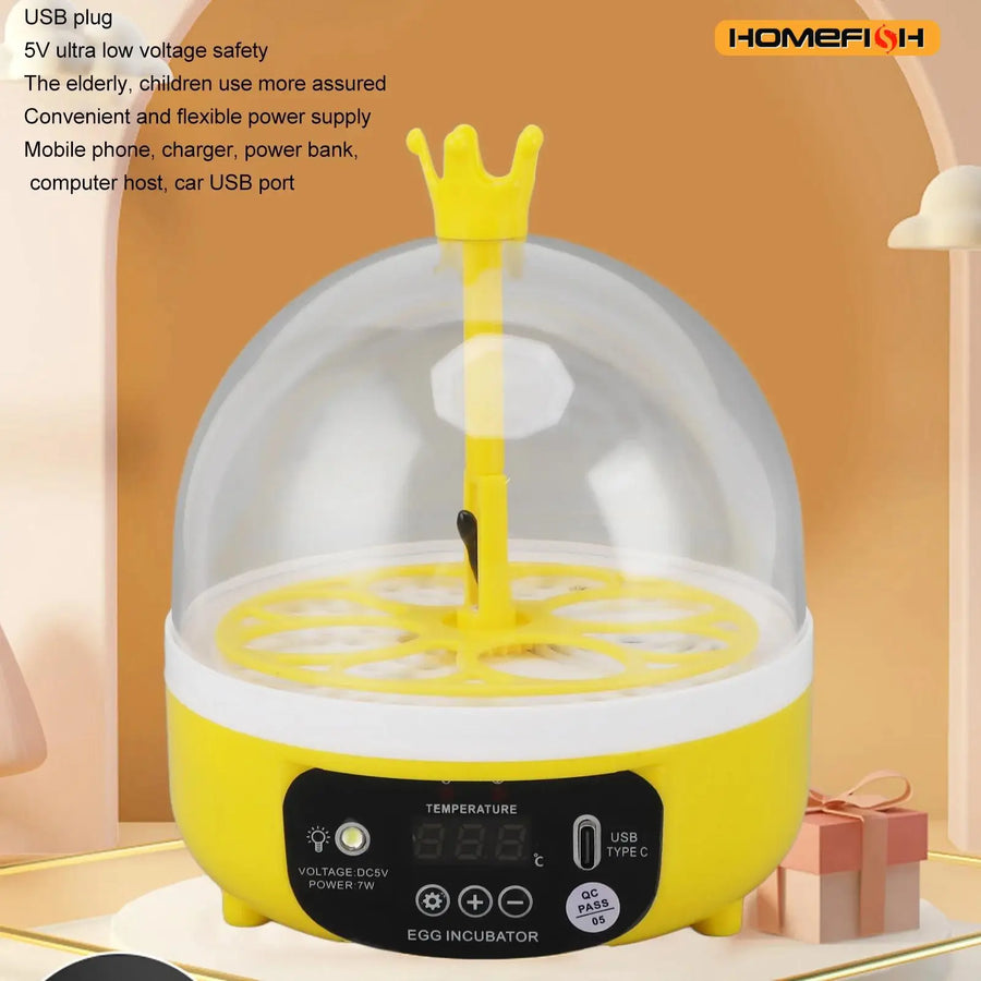 Mini home egg incubator Automatic temperature and humidity control 4 eggs Candler poultry incubator
