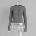 Y2K Knitted Cardigan Women European American Autumn Winter Slim Fit Long Sleeved Base Sweater