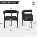 Lot de 2 chaises de salle à manger capitonnées Farini avec accoudoirs, chaises d'appoint modernes rembourrées avec cadre en métal