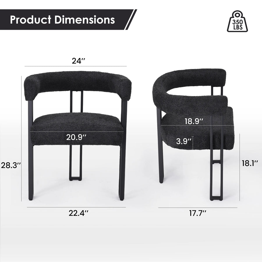 Lot de 2 chaises de salle à manger capitonnées Farini avec accoudoirs, chaises d'appoint modernes rembourrées avec cadre en métal