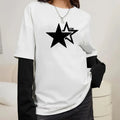 Women Star Y2K Print Graphic Fake Two Long Sleeved T-shirts Fashion Gothic Retro Casual Loose Fake Two Long Sleeved T Shirt