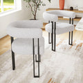 Lot de 2 chaises de salle à manger capitonnées Farini avec accoudoirs, chaises d'appoint modernes rembourrées avec cadre en métal