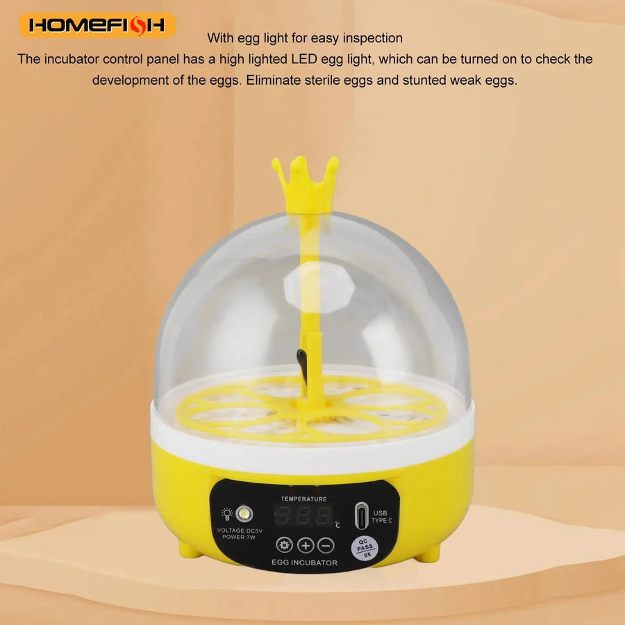 Mini home egg incubator Automatic temperature and humidity control 4 eggs Candler poultry incubator