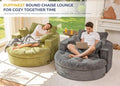 MAXYOYO Oversized Round Chaise Lounge Sofa, Upholstered Lounge Chair with 3 Pillows, Boneless Sofa Couch with Ottoman,Deep Seat