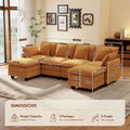 107" Modular Sectional Cloud Sofa, U Shaped 6 Seat Chenille Couch with Movable Ottoman and 48" Deep Seat,, Customized