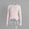 Y2K Knitted Cardigan Women European American Autumn Winter Slim Fit Long Sleeved Base Sweater