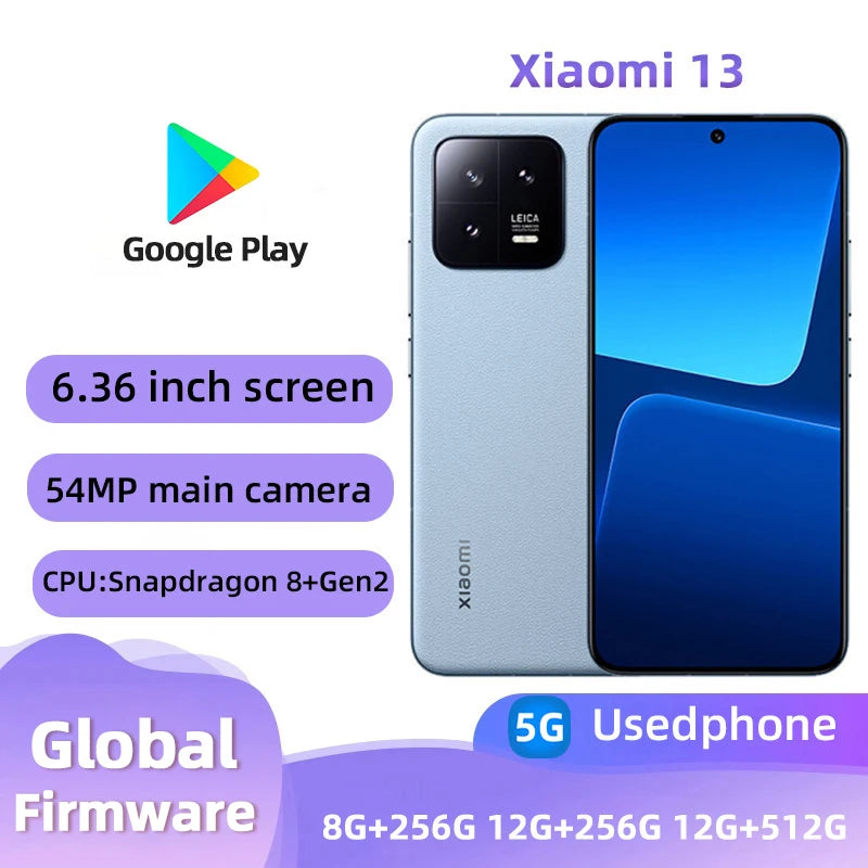 Xiaomi 13 5G RAM 8GB 12GB ROM 256GB 512GB SmartPhone 6.36 inch 120HZ refresh rate used phone