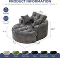 MAXYOYO Oversized Round Chaise Lounge Sofa, Upholstered Lounge Chair with 3 Pillows, Boneless Sofa Couch with Ottoman,Deep Seat