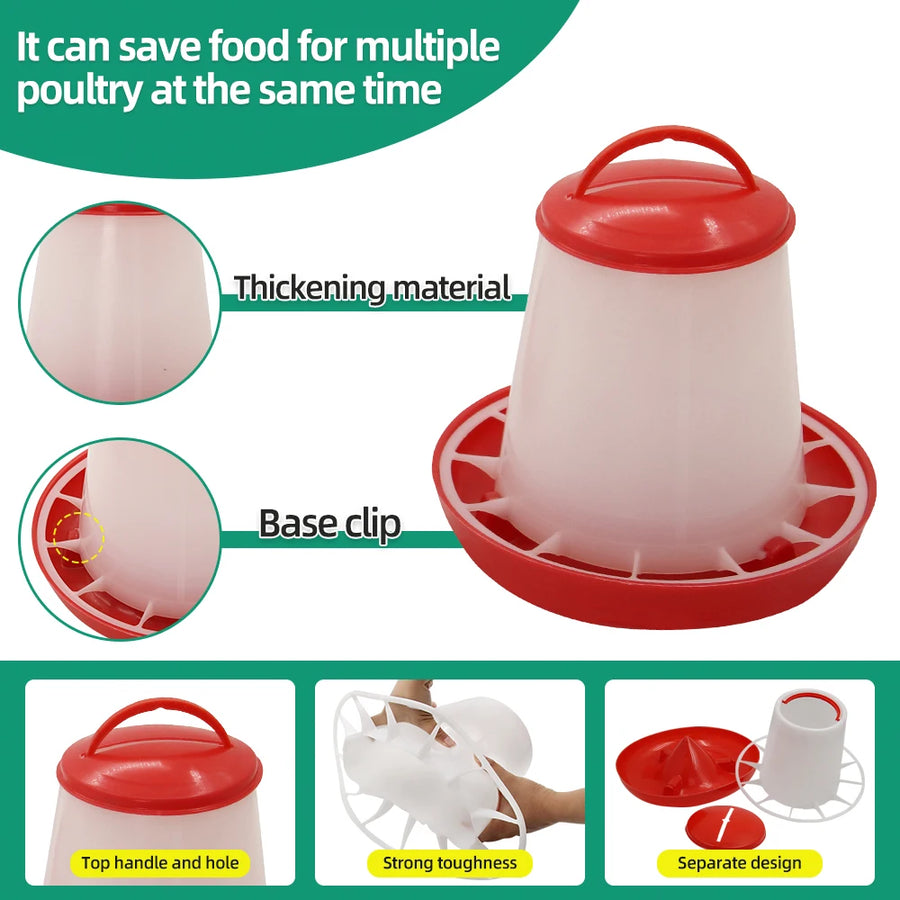1.5/3/6/9/12kg Automatic Chicken Feeder Bucket Rooster Hen Feeding Device Farm Animal Poultry Quail Pigeon Feeding Supplies 1 Pc
