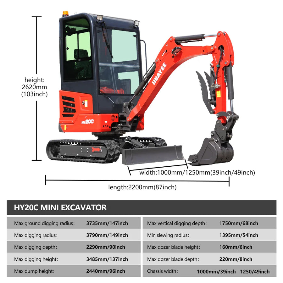 2-Ton Mini Excavator (Powered by Kubota Engine) — Equipped with Cab; Customization Available.