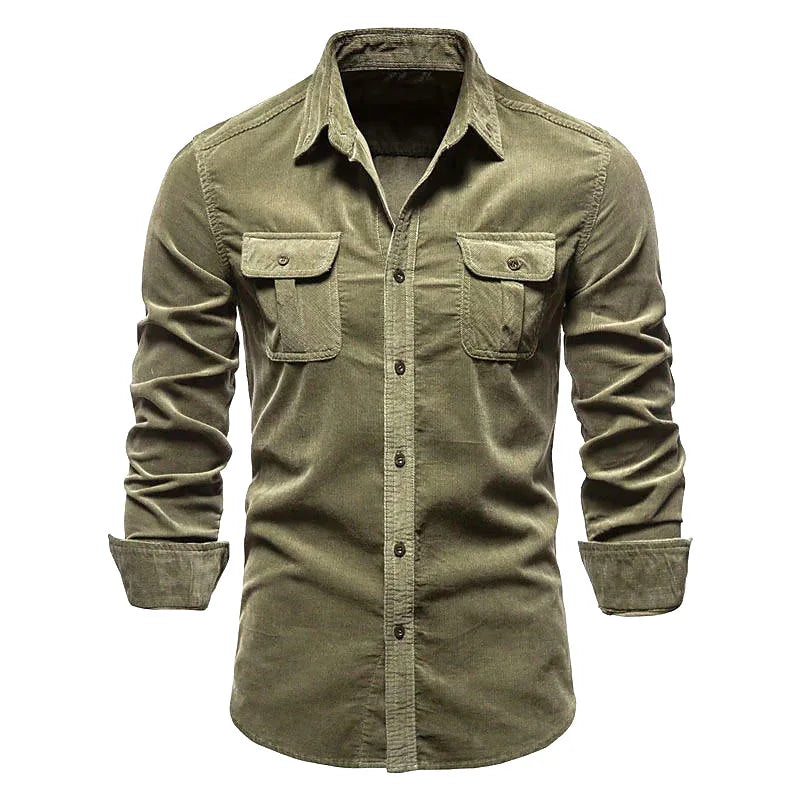 Men's New Corduroy Shirt Cotton Business Casual Long-Sleeved Coat