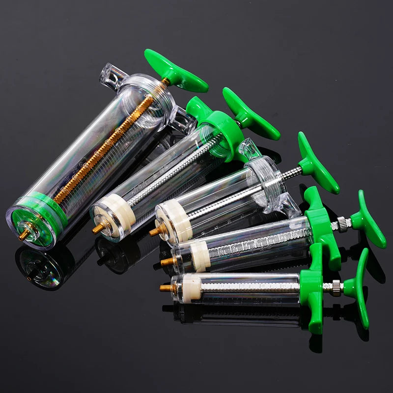 Veterinary Syringe Adjustable Dose Vaccine Injection with 10pcs 304 Stainless Steel Needle for Pig Cow Chicken Veterinary Tools