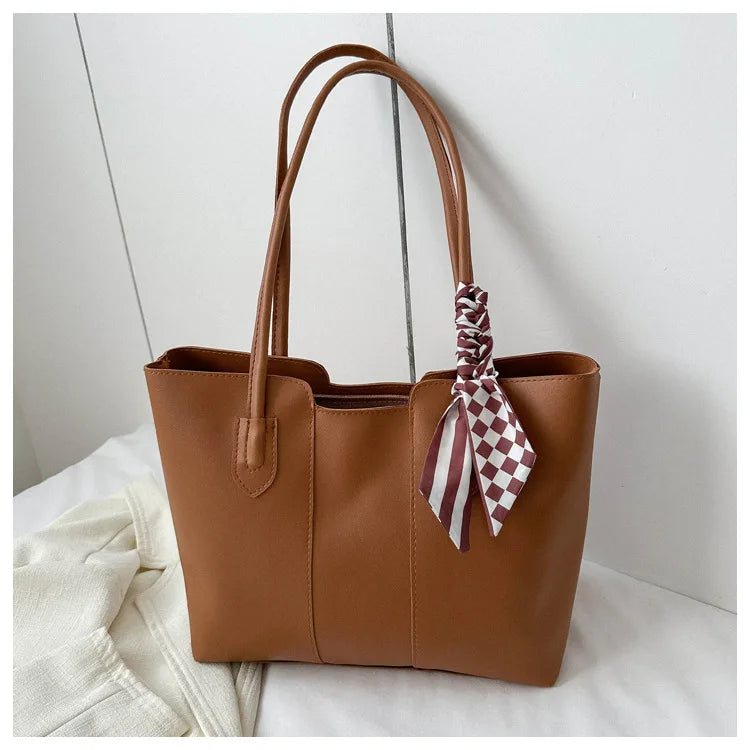 Korean Fashion Large-Capacity Tote Bag for Women Simple Commuter Shoulder Handbag Niche Texture Spring/Summer 2026