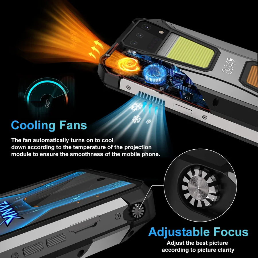 8849 Tank 2 PRO Smartphone robuste avec projecteur Écran 6,79" 2,4K 24 Go 512 Go Téléphone portable 23800 mAh 120 W Téléphone Android 14