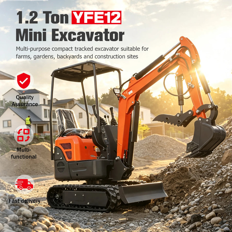 1.2 Ton Small Crawler Mini Excavator Hydraulic Micro Digger CE Approved For Household Landscaping Farm Digging Work
