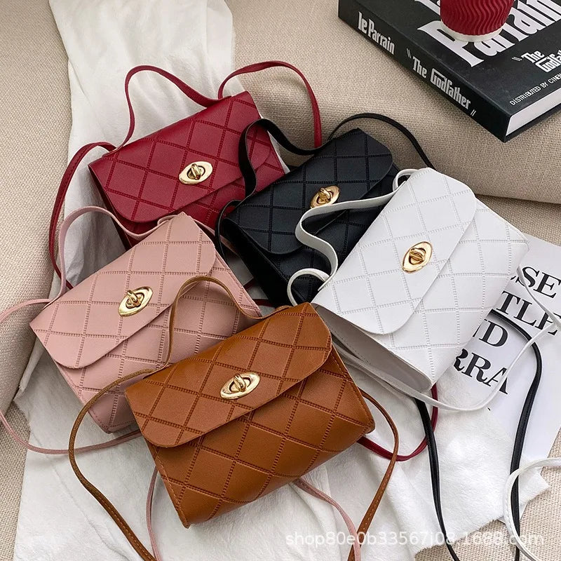 Rhombus striped square bag women handbags2025 Korean version handbag foreign trade wholesale fashion bag
