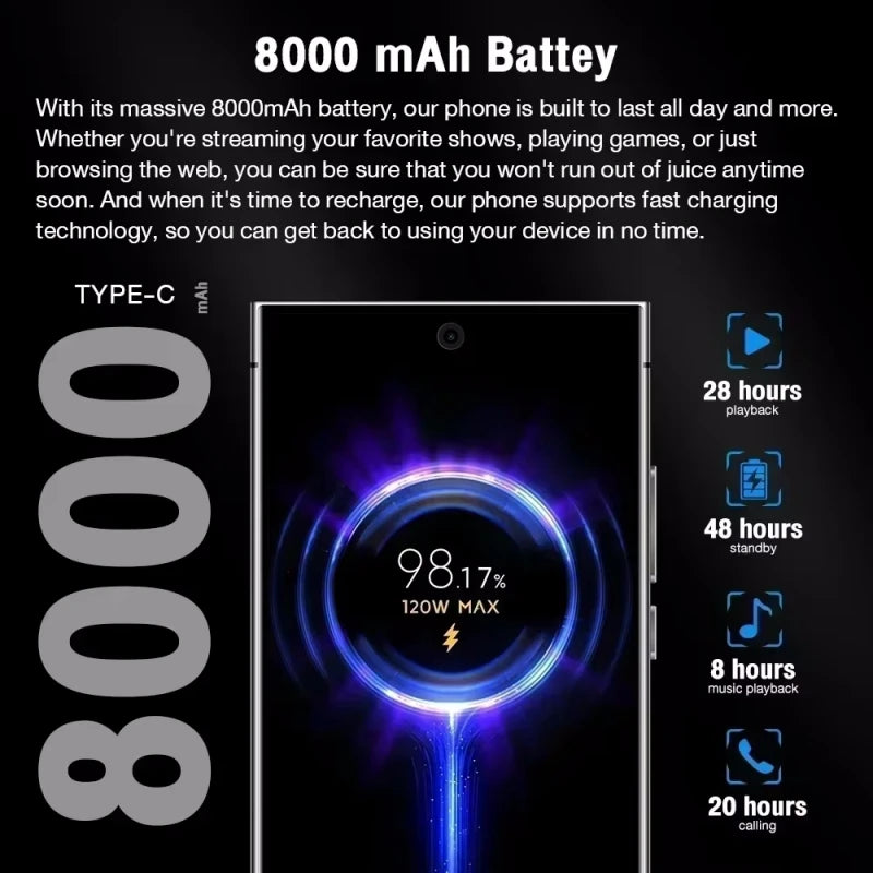 2025 New Global version S25 Ultra smartphone 7.3inch HD Android14 Snapdragon 8gen3 10core dual SIM 5G phone 8000mAh unlock phone