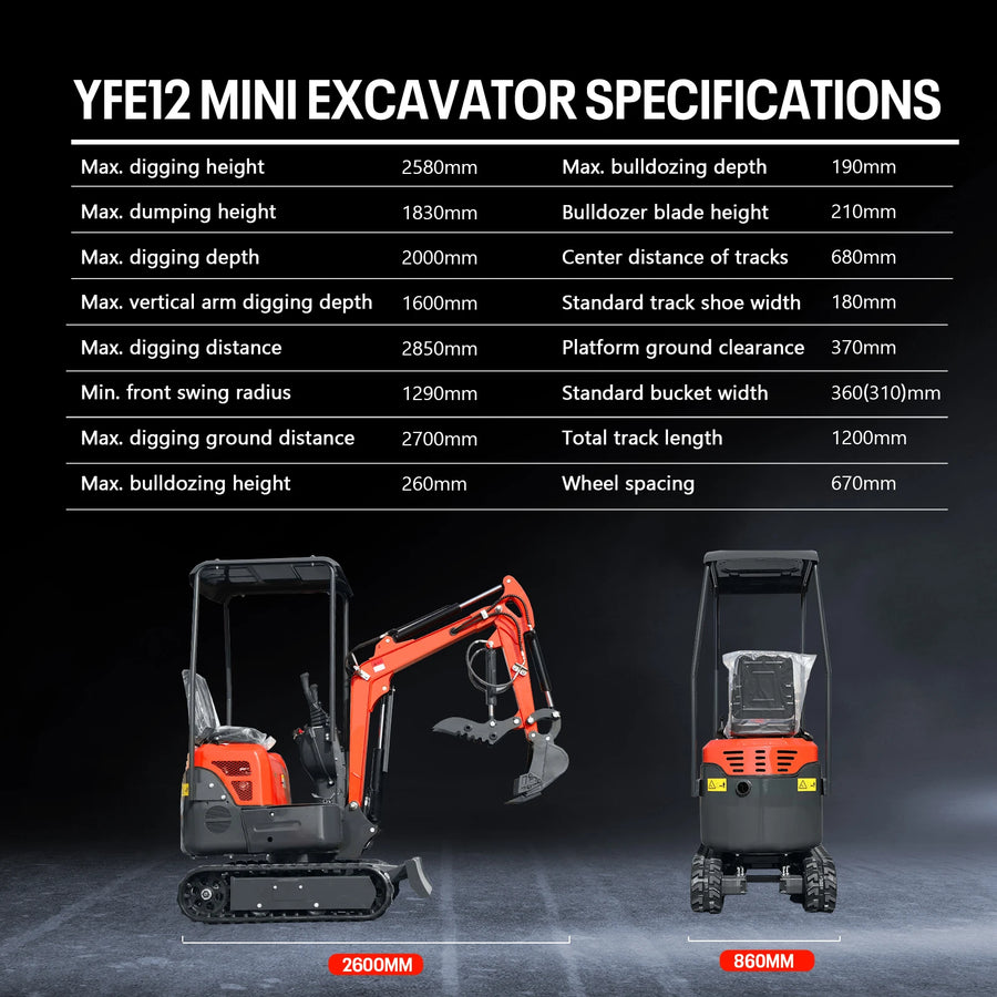 1.2 Ton Small Crawler Mini Excavator Hydraulic Micro Digger CE Approved For Household Landscaping Farm Digging Work
