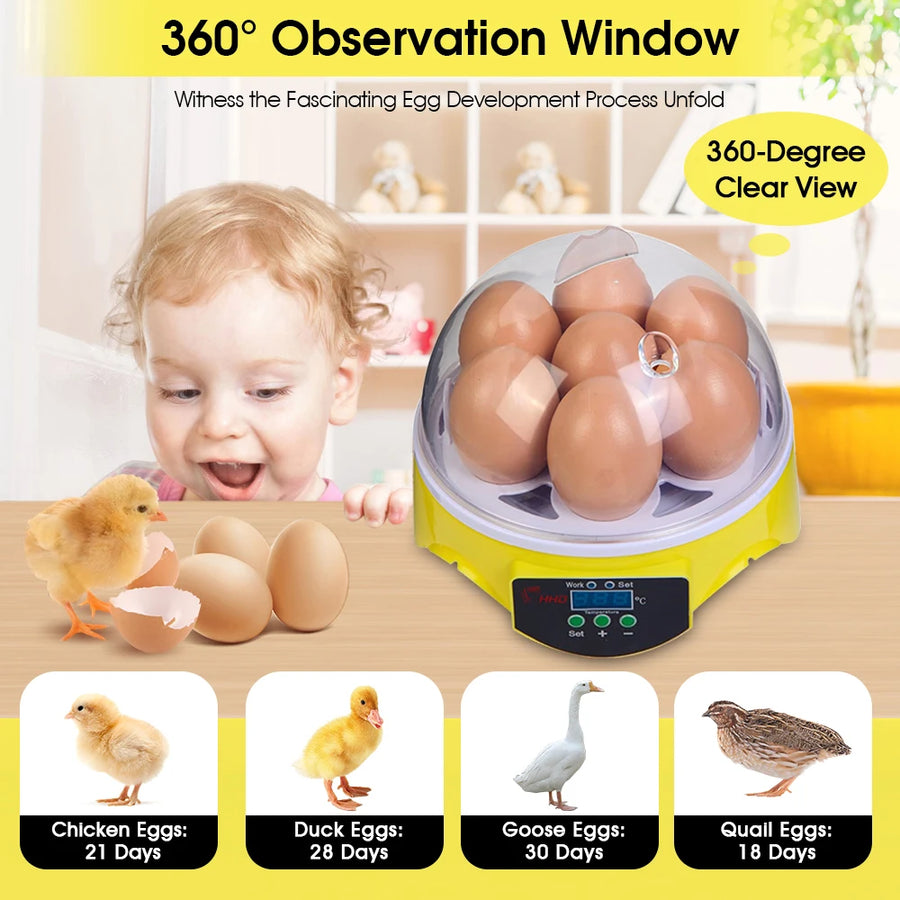 Intelligent Small-Sized 7-Piece Automatic Constant Temperature Incubator For Incubating Chickens, Ducks And Quails.