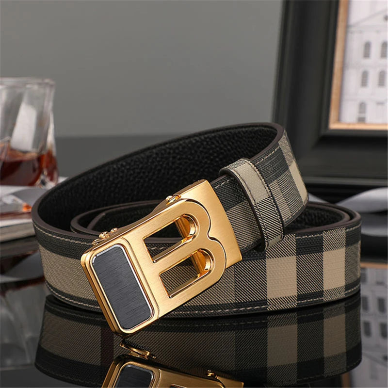 High Quality Leather Belt Men Luxury Brand Designer fashion Canvas Belts for Men Strap Male Metal Automatic Buckle Belt