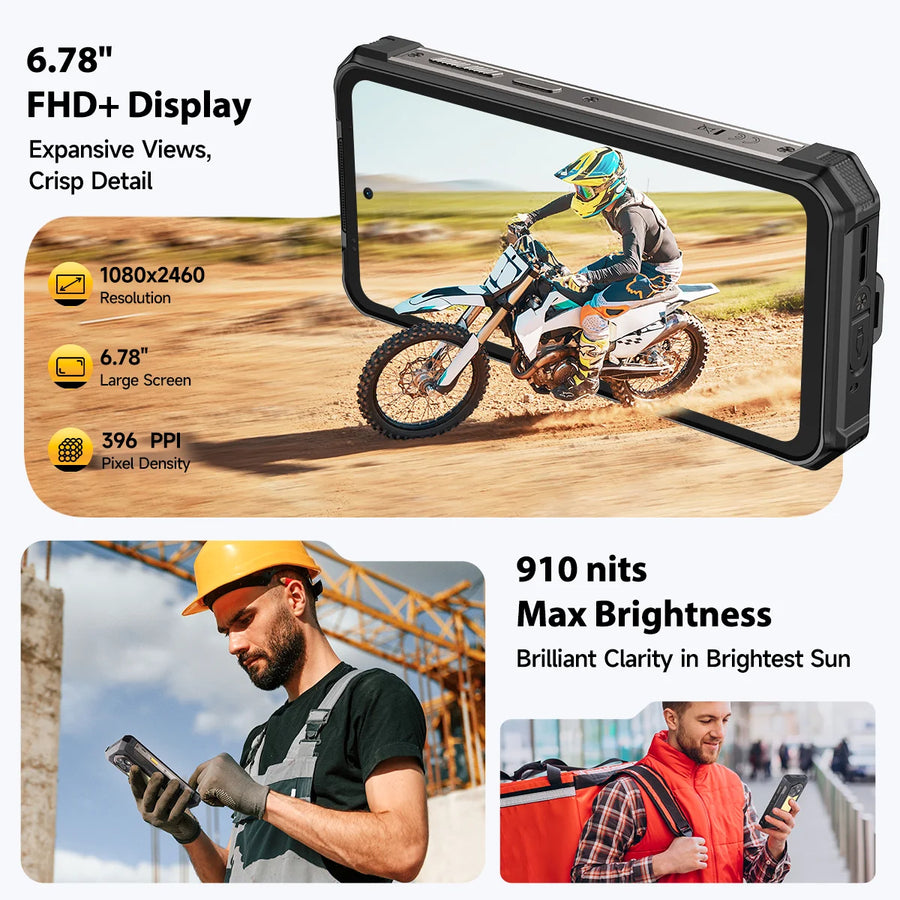 Ulefone RugKing 5 Pro 20000mAh Rugged Phone Android 16 16GB+256GB IP68/IP69K Waterproof Smartphone 6.78 FHD+ Night Camera 4G