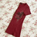 American Subculture Butterfly Print T-shirt Y2K Harajuku Retro Spice Girl Slim-fit Tees Street Women's Punk Hottie Chic Red Top