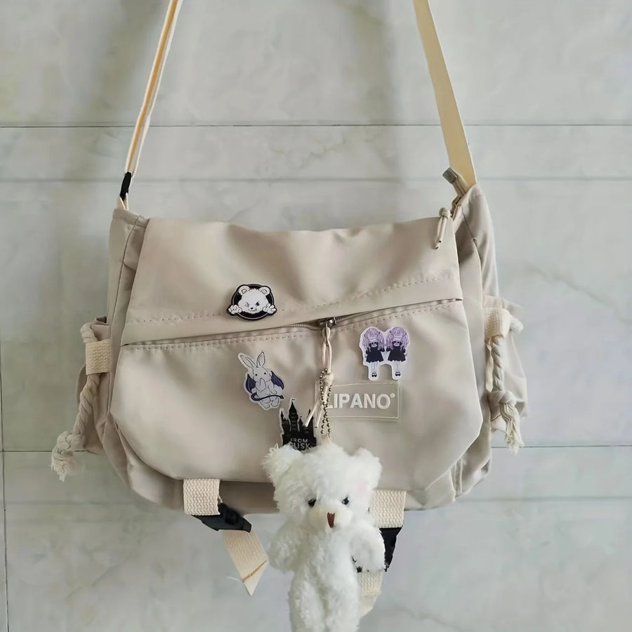 Nylon Messenger Bag Men Shoulder Bag Trendy Men's Messenger Bag, Student School Bag, Solid Color Crossbody Bags for Men Handbag