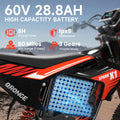 Electric Dirt Bike for Adults Teens 4500W Peak 60V 28.8Ah Battery Up to 60 Miles 50MPH Electric Motorcycle 14"/12" Fat Tire Mountain Off-Road E-Bike